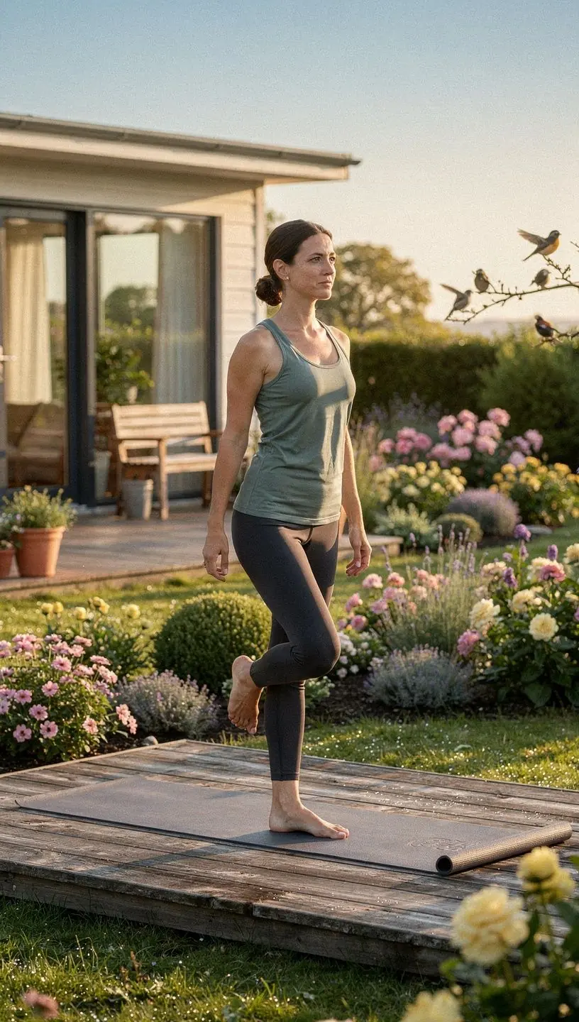 Просторный задний двор с зонами для барбекю и цветовыми композициями.